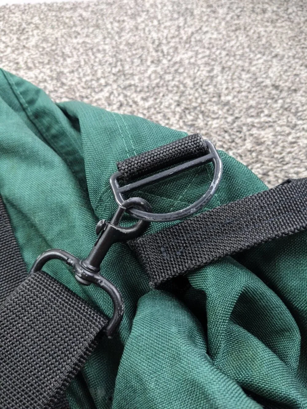 Vintage 90s Eddie Bauer Duffle Bag Canvas Double Strap Green Gym Travel 29L